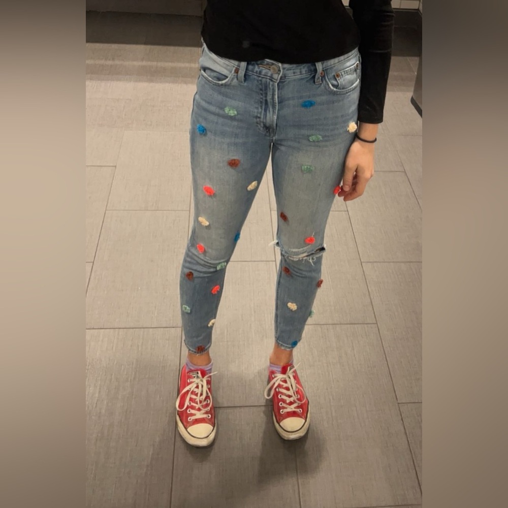 Lucky Brand Bridgette Pom-Pom Skinny Jeans